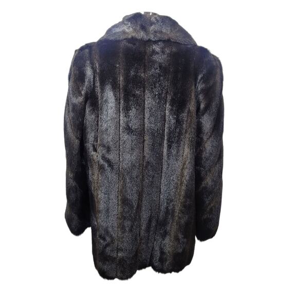 Dennis Basso Rich Chocolate Brown Luxury Faux Fur Winter Coat Size Medium - Picture 6 of 12